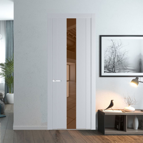 Межкомнатная дверь ProfilDoors 1.9P.O Лайт Грей Зеркало Bronza молдинг Серебро