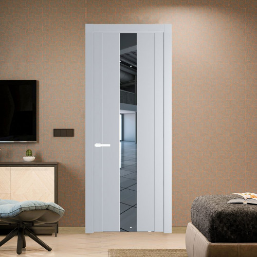 Межкомнатная дверь ProfilDoors 1.9P Лайт Грей Зеркало молдинг Вайт
