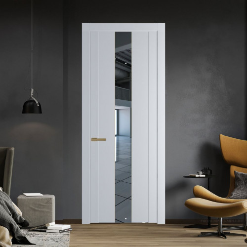 Межкомнатная дверь ProfilDoors 1.9P Лайт Грей Зеркало молдинг Золото