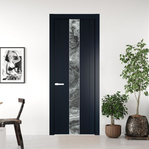 Межкомнатная дверь ProfilDoors 1.9P.O Нэви Блу Атриум серебро молдинг Вайт