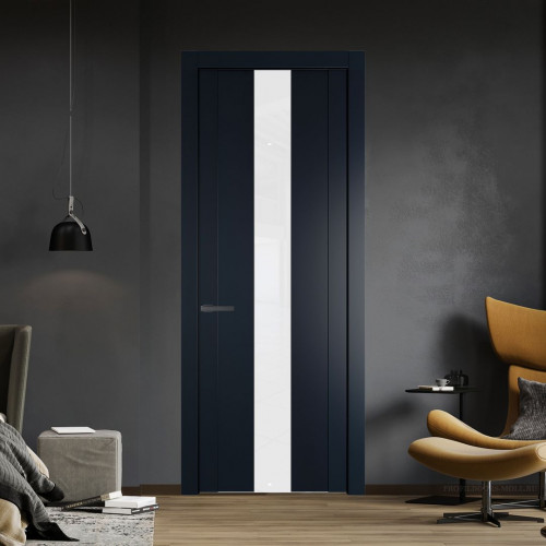 Межкомнатная дверь ProfilDoors 1.9P Нэви Блу Лак классик молдинг Серая ночь