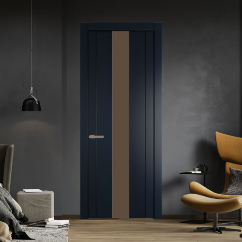 Межкомнатная дверь ProfilDoors 1.9P Нэви Блу Монохром гляссе молдинг Шампань
