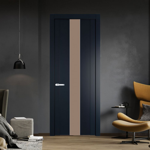 Межкомнатная дверь ProfilDoors 1.9P Нэви Блу Монохром капучино молдинг Серебро