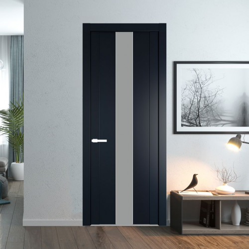 Межкомнатная дверь ProfilDoors 1.9P Нэви Блу Монохром серый молдинг Вайт