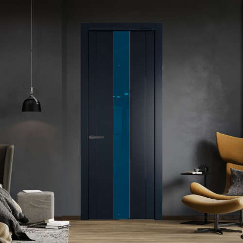 Межкомнатная дверь ProfilDoors 1.9P Нэви Блу Зеркало Blue молдинг Серая ночь