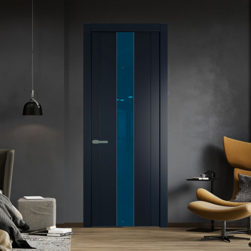 Межкомнатная дверь ProfilDoors 1.9P.O Нэви Блу Зеркало Blue молдинг Зеленый воск