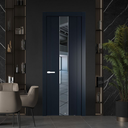 Межкомнатная дверь ProfilDoors 1.9P Нэви Блу Зеркало молдинг Вайт