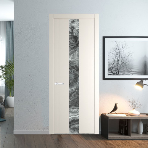 Межкомнатная дверь ProfilDoors 1.9P Перламутр белый Атриум серебро молдинг Серебро