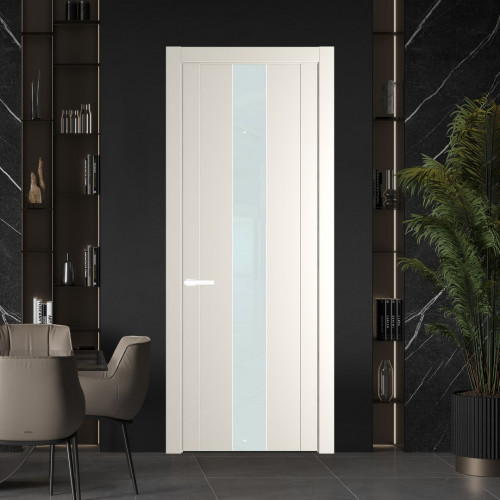 Межкомнатная дверь ProfilDoors 1.9P.O Перламутр белый Lacobel Белый лак молдинг Вайт