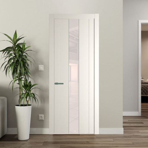 Межкомнатная дверь ProfilDoors 1.9P.O Перламутр белый Lacobel Перламутровый лак молдинг Зеленый воск