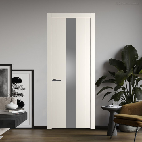Межкомнатная дверь ProfilDoors 1.9P.O Перламутр белый Lacobel Серебряный лак молдинг Серая ночь