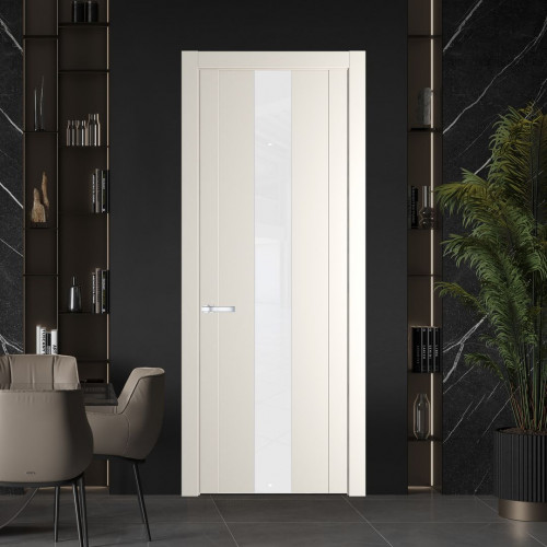 Межкомнатная дверь ProfilDoors 1.9P.O Перламутр белый Лак классик молдинг Серебро