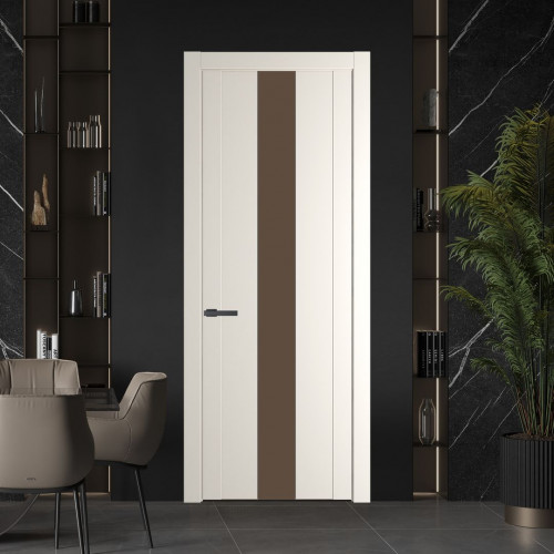 Межкомнатная дверь ProfilDoors 1.9P.O Перламутр белый Монохром гляссе молдинг Серая ночь