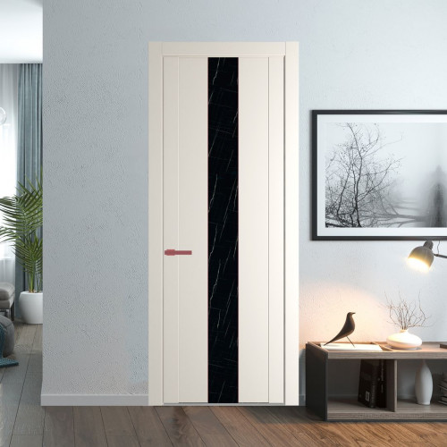 Межкомнатная дверь ProfilDoors 1.9P.O Перламутр белый Неро мрамор молдинг Красный антрацит