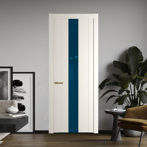 Межкомнатная дверь ProfilDoors 1.9P Перламутр белый Зеркало Blue молдинг Золото