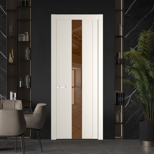 Межкомнатная дверь ProfilDoors 1.9P.O Перламутр белый Зеркало Bronza молдинг Серебро