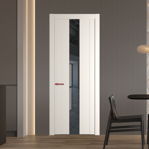 Межкомнатная дверь ProfilDoors 1.9P.O Перламутр белый Зеркало Grey молдинг Красный антрацит