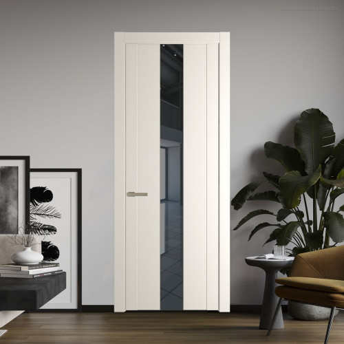 Межкомнатная дверь ProfilDoors 1.9P.O Перламутр белый Зеркало Grey молдинг Никель матовый