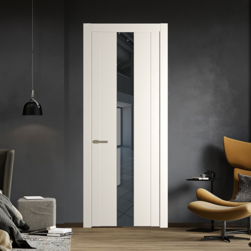 Межкомнатная дверь ProfilDoors 1.9P.O Перламутр белый Зеркало Grey молдинг Шампань