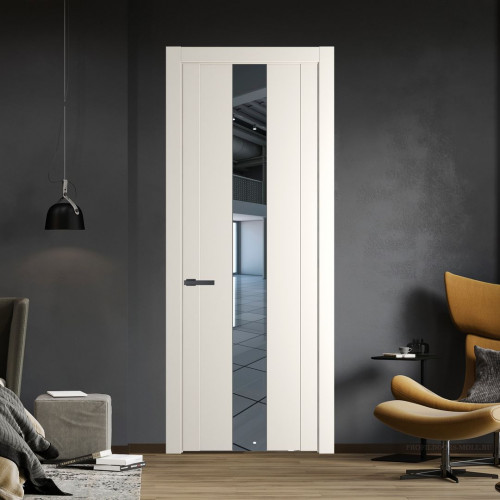 Межкомнатная дверь ProfilDoors 1.9P Перламутр белый Зеркало молдинг Серая ночь