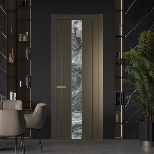 Межкомнатная дверь ProfilDoors 1.9P Перламутр бронза Атриум серебро молдинг Шампань