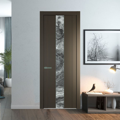 Межкомнатная дверь ProfilDoors 1.9P Перламутр бронза Атриум серебро молдинг Зеленый воск
