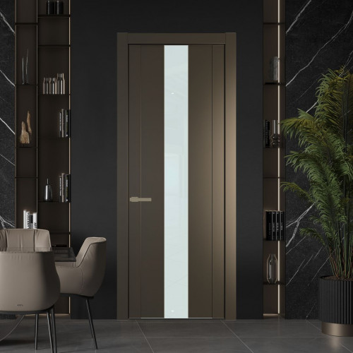 Межкомнатная дверь ProfilDoors 1.9P Перламутр бронза Lacobel Белый лак молдинг Шампань