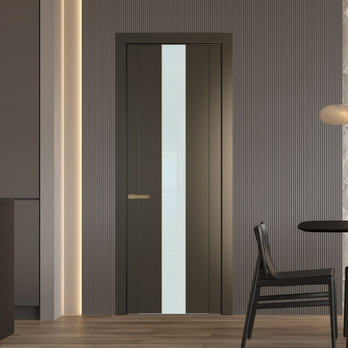 Межкомнатная дверь ProfilDoors 1.9P Перламутр бронза Lacobel Белый лак молдинг Золото