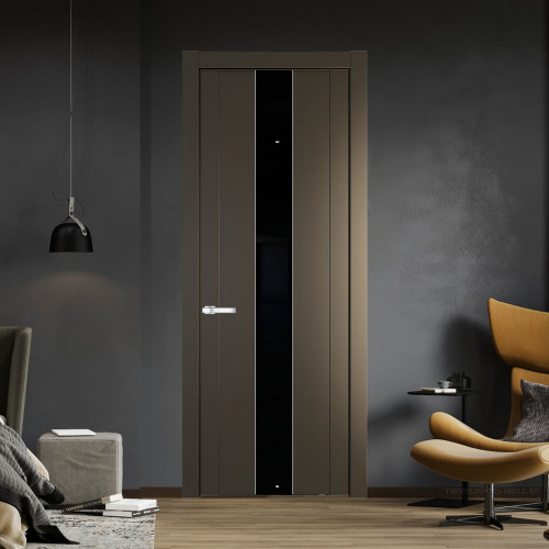 Межкомнатная дверь ProfilDoors 1.9P.O Перламутр бронза Lacobel Черный лак молдинг Серебро