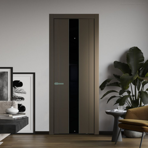 Межкомнатная дверь ProfilDoors 1.9P Перламутр бронза Lacobel Черный лак молдинг Зеленый воск