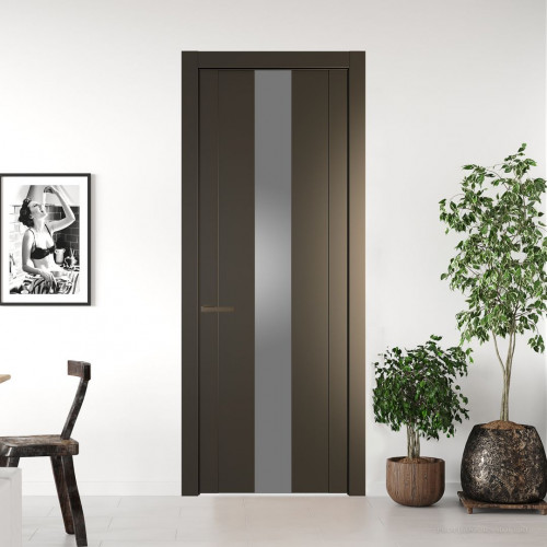 Межкомнатная дверь ProfilDoors 1.9P.O Перламутр бронза Lacobel Серебряный лак молдинг Деорэ