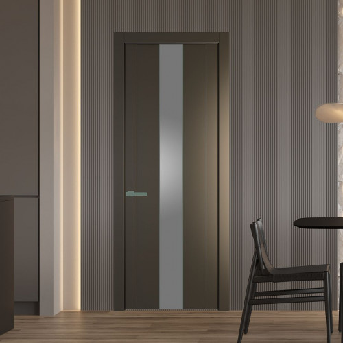 Межкомнатная дверь ProfilDoors 1.9P.O Перламутр бронза Lacobel Серебряный лак молдинг Зеленый воск