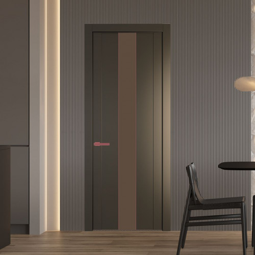 Межкомнатная дверь ProfilDoors 1.9P.O Перламутр бронза Монохром гляссе молдинг Красный антрацит