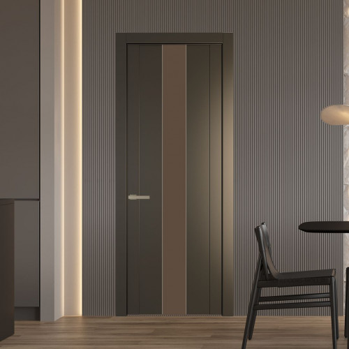 Межкомнатная дверь ProfilDoors 1.9P.O Перламутр бронза Монохром гляссе молдинг Никель матовый