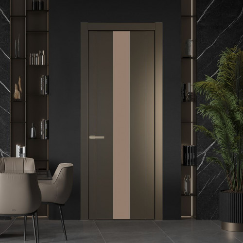 Межкомнатная дверь ProfilDoors 1.9P.O Перламутр бронза Монохром капучино молдинг Никель матовый