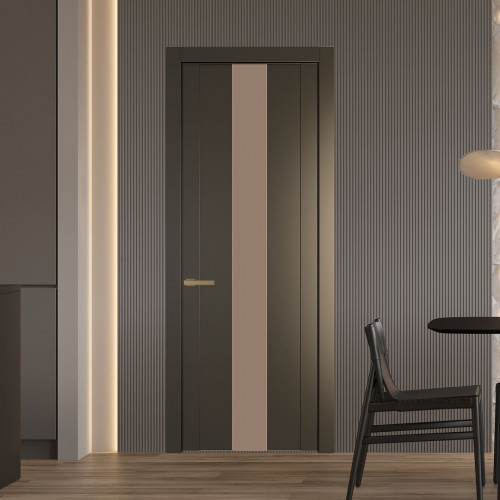 Межкомнатная дверь ProfilDoors 1.9P.O Перламутр бронза Монохром капучино молдинг Золото