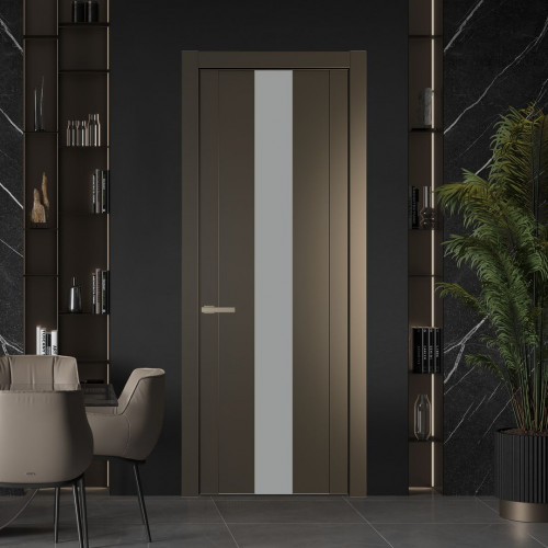 Межкомнатная дверь ProfilDoors 1.9P Перламутр бронза Монохром серый молдинг Никель матовый