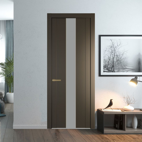 Межкомнатная дверь ProfilDoors 1.9P Перламутр бронза Монохром серый молдинг Золото