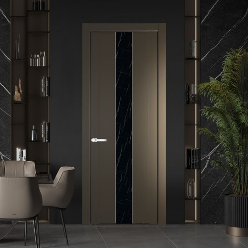 Межкомнатная дверь ProfilDoors 1.9P.O Перламутр бронза Неро мрамор молдинг Серебро