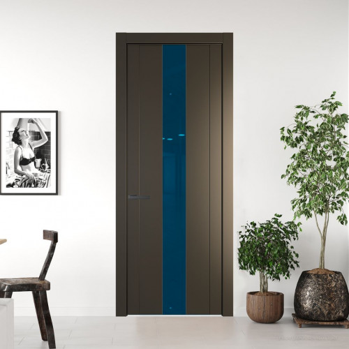 Межкомнатная дверь ProfilDoors 1.9P Перламутр бронза Зеркало Blue молдинг Серая ночь