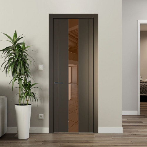 Межкомнатная дверь ProfilDoors 1.9P Перламутр бронза Зеркало Bronza молдинг Серая ночь
