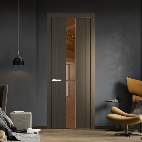 Межкомнатная дверь ProfilDoors 1.9P.O Перламутр бронза Зеркало Bronza молдинг Вайт