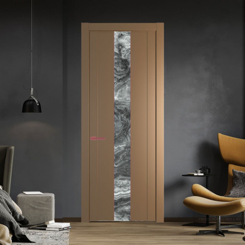 Межкомнатная дверь ProfilDoors 1.9P.O Перламутр золото Атриум серебро молдинг Красный антрацит