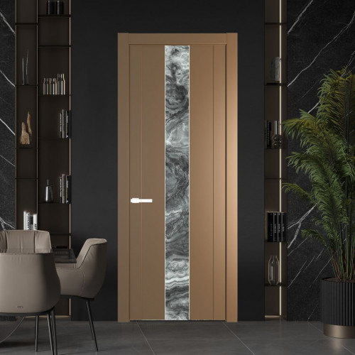 Межкомнатная дверь ProfilDoors 1.9P.O Перламутр золото Атриум серебро молдинг Вайт