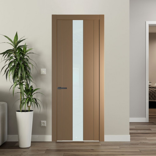 Межкомнатная дверь ProfilDoors 1.9P Перламутр золото Lacobel Белый лак молдинг Серая ночь