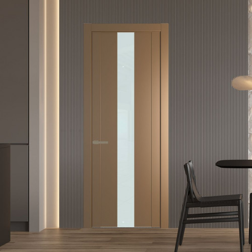 Межкомнатная дверь ProfilDoors 1.9P Перламутр золото Lacobel Белый лак молдинг Шампань