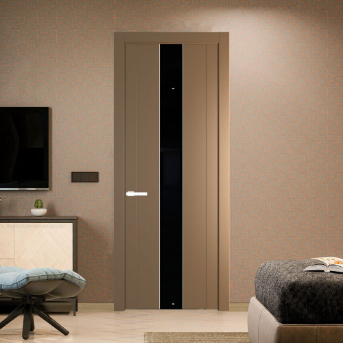 Межкомнатная дверь ProfilDoors 1.9P.O Перламутр золото Lacobel Черный лак молдинг Вайт