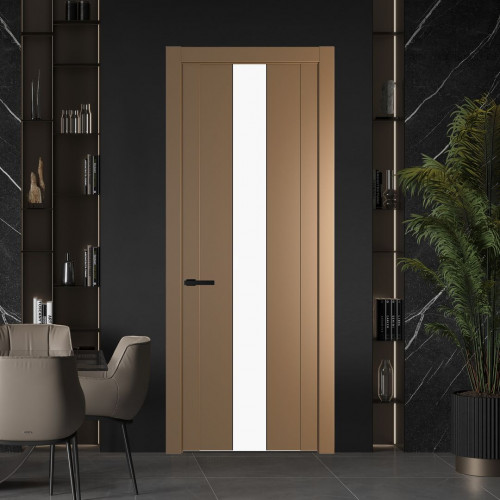 Межкомнатная дверь ProfilDoors 1.9P Перламутр золото Монохром белый просветленный молдинг Черный матовый