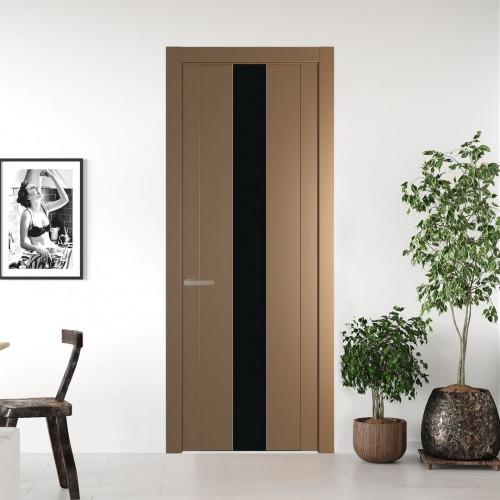 Межкомнатная дверь ProfilDoors 1.9P Перламутр золото Монохром черный молдинг Никель матовый