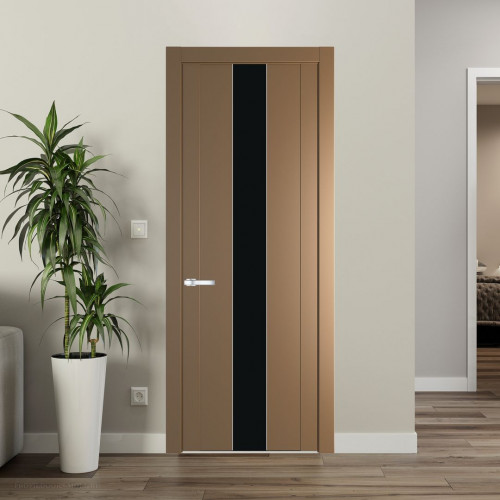Межкомнатная дверь ProfilDoors 1.9P Перламутр золото Монохром черный молдинг Серебро